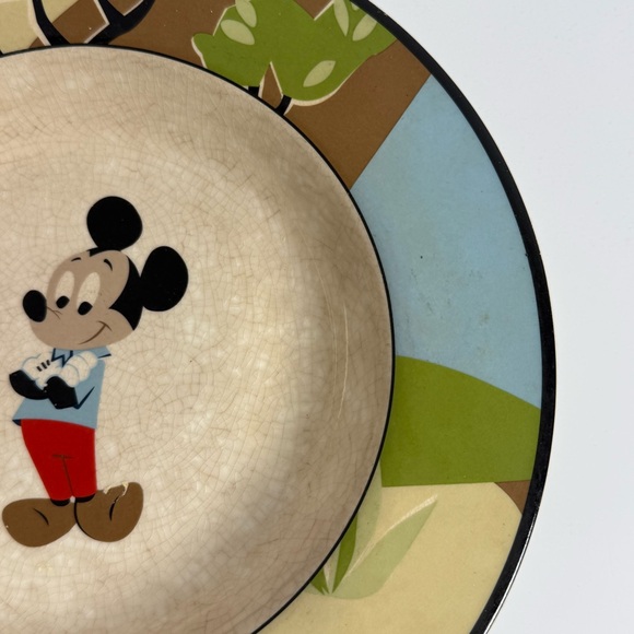 Disney Direct Abstract Design Characters Soup Rim Bowls Plate Mickey Vintage - Picture 4 of 7